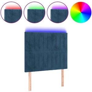 vidaXL Tête de lit à LED Bleu foncé 80x5x118/128 cm Velours pas cher