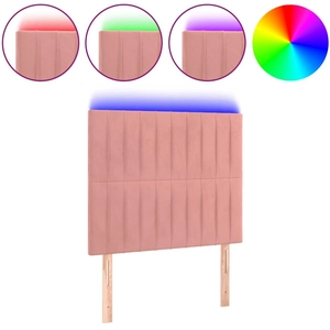 vidaXL Tête de lit à LED Rose 80x5x118/128 cm Velours pas cher
