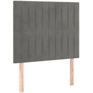 vidaXL Tête de lit à LED Gris clair 100x5x118/128 cm Velours pas cher