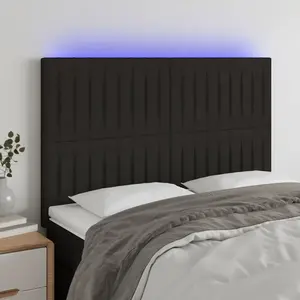 vidaXL Tête de lit à LED Noir 144x5x118/128 cm Tissu pas cher