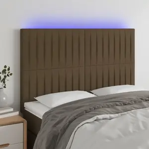 vidaXL Vidaxl Tête De Lit À Led Marron Foncé 144x5x118/128 Cm Tissu pas cher