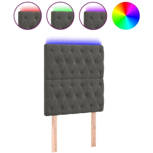 vidaXL Tête de lit à LED Gris foncé 80x7x118/128 cm Velours pas cher