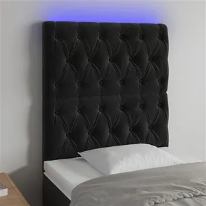 vidaXL Tête de lit à LED Noir 80x7x118/128 cm Velours pas cher
