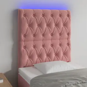vidaXL Tête de lit à LED Rose 80x7x118/128 cm Velours pas cher