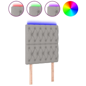 vidaXL Tête de lit à LED Gris clair 200x7x118/128 cm Tissu pas cher