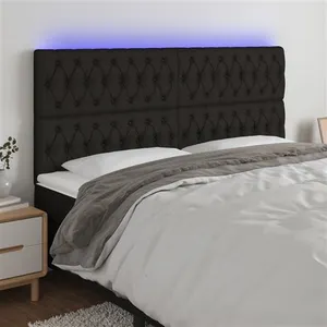 vidaXL Tête de lit à LED Noir 180x7x118/128 cm Tissu pas cher