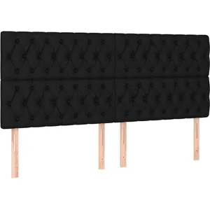 vidaXL Tête de lit à LED Noir 200x7x118/128 cm Tissu pas cher