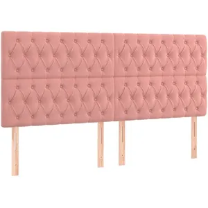 vidaXL Tête de lit à LED Rose 200x7x118/128 cm Velours pas cher