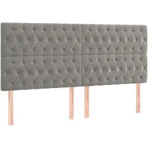 vidaXL Tête de lit à LED Gris clair 200x7x118/128 cm Velours