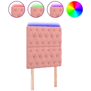 vidaXL Tête de lit à LED Rose 90x7x118/128 cm Velours pas cher