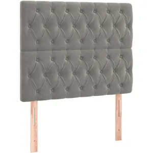 vidaXL Tête de lit à LED Gris clair 90x7x118/128 cm Velours pas cher