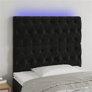 vidaXL Tête de lit à LED Noir 100x7x118/128 cm Velours pas cher