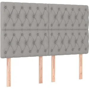 vidaXL Tête de lit à LED Gris clair 160x7x118/128 cm Tissu pas cher