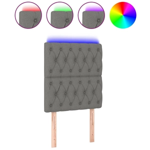 vidaXL Tête de lit à LED Gris foncé 160x7x118/128 cm Tissu pas cher