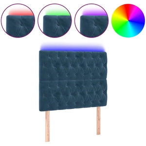 vidaXL Tête de lit à LED Bleu foncé 100x7x118/128 cm Velours pas cher
