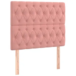vidaXL Tête de lit à LED Rose 100x7x118/128 cm Velours pas cher
