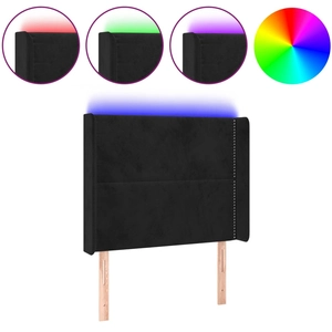vidaXL Tête de lit à LED Noir 163x16x78/88 cm Velours pas cher