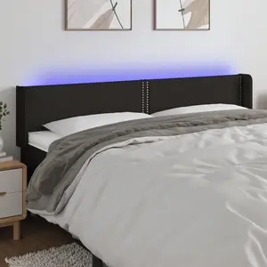 vidaXL Tête de lit à LED Noir 163x16x78/88 cm Tissu pas cher
