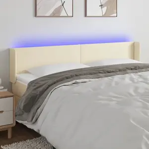 vidaXL Tête de lit à LED Crème 203x16x78/88 cm Similicuir pas cher