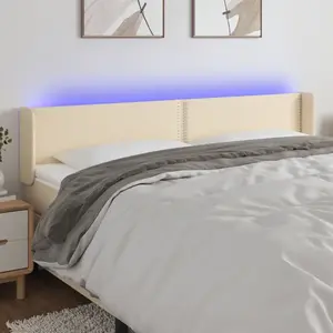 vidaXL Tête de lit à LED Crème 183x16x78/88 cm Tissu pas cher