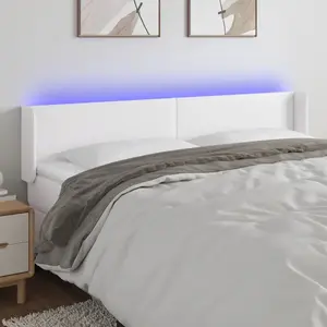 vidaXL Tête de lit à LED Blanc 203x16x78/88 cm Similicuir pas cher