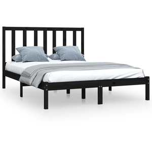 Comparateur de prix : vidaXL Cadre de lit Noir Bois de pin massif 140x190 cm