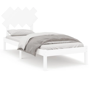 vidaXL Cadre de lit Blanc 90x190 cm Simple Bois massif pas cher