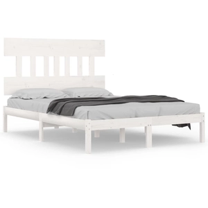 vidaXL Cadre de lit Blanc Bois massif 200x200 cm pas cher