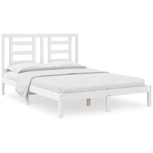 vidaXL Cadre de lit Blanc Bois de pin massif 140x190 cm pas cher