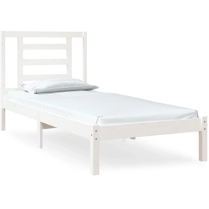 vidaXL Cadre de lit Blanc Bois massif 75x190 cm Petit simple pas cher