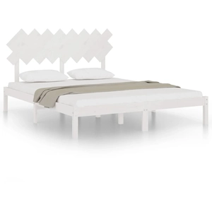 vidaXL Cadre de lit Blanc 180x200 cm Super King Bois massif pas cher