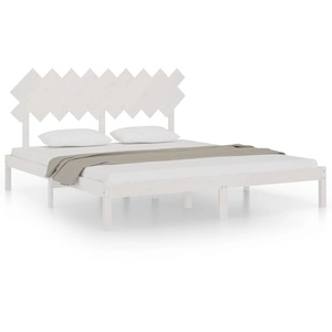 vidaXL Cadre de lit Blanc 200x200 cm Bois massif pas cher
