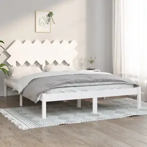vidaXL Cadre de lit Blanc 140x200 cm Bois massif pas cher