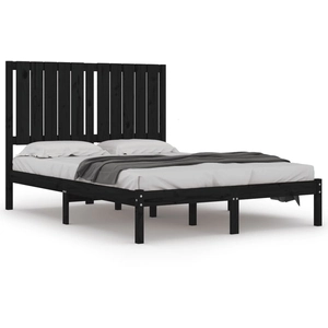 vidaXL Cadre de lit Noir Bois de pin massif 140x190 cm pas cher