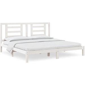 vidaXL Cadre de lit Blanc Bois de pin massif 200x200 cm pas cher