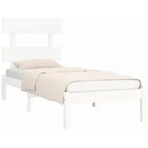 Comparateur de prix : vidaXL Cadre de lit Blanc Bois massif 90x190 cm Simple
