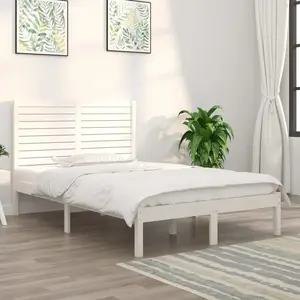 vidaXL Cadre de lit sans matelas blanc 140x190 cm bois massif pas cher