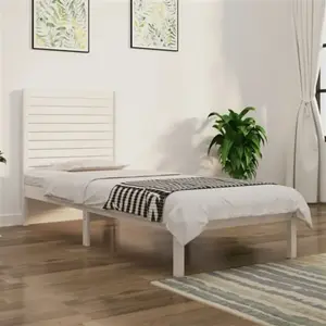 vidaXL Cadre de lit sans matelas blanc 90x190 cm bois massif pas cher