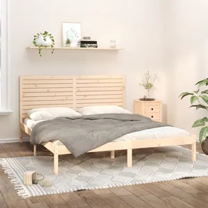 vidaXL Cadre de lit bois massif 180x200 cm super king pas cher
