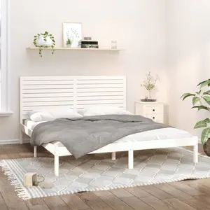 vidaXL Cadre de lit Blanc Bois massif 180x200 cm Super King pas cher