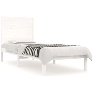 vidaXL Cadre de lit Blanc Bois massif 75x190 cm Petit simple pas cher