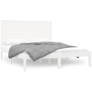 vidaXL Cadre de lit Blanc Bois massif 120x200 cm pas cher
