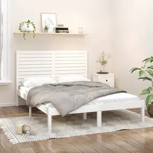 vidaXL Cadre de lit sans matelas blanc 140x200 cm bois massif pas cher