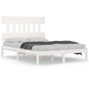 vidaXL Cadre de lit Blanc Bois massif 120x200 cm pas cher