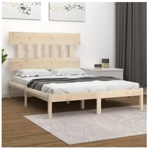 vidaXL Cadre de lit bois massif 120x190 cm petit double pas cher