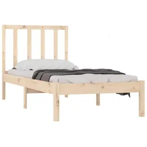 vidaXL Cadre de lit bois de pin massif 75x190 cm petit simple pas cher
