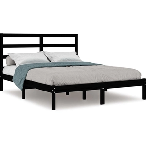 vidaXL Cadre de lit Noir Bois de pin massif 200x200 cm pas cher