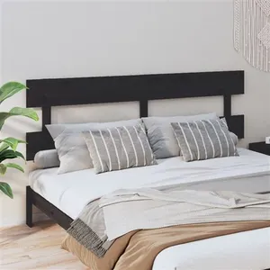 vidaXL Tête de lit Noir 204x3x81 cm Bois massif de pin pas cher