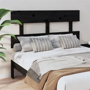 vidaXL Tête de lit Noir 124x3x81 cm Bois massif de pin pas cher