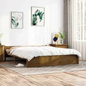 vidaXL Cadre de lit Marron miel Bois massif 200x200 cm pas cher